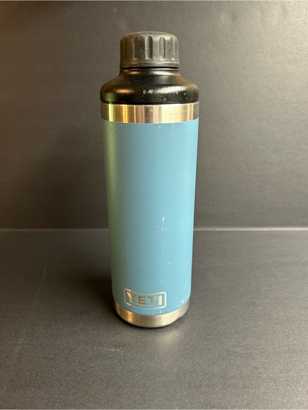 YETI Blue Stainless Steel Bottle, dishwasher safe, few dings but works great